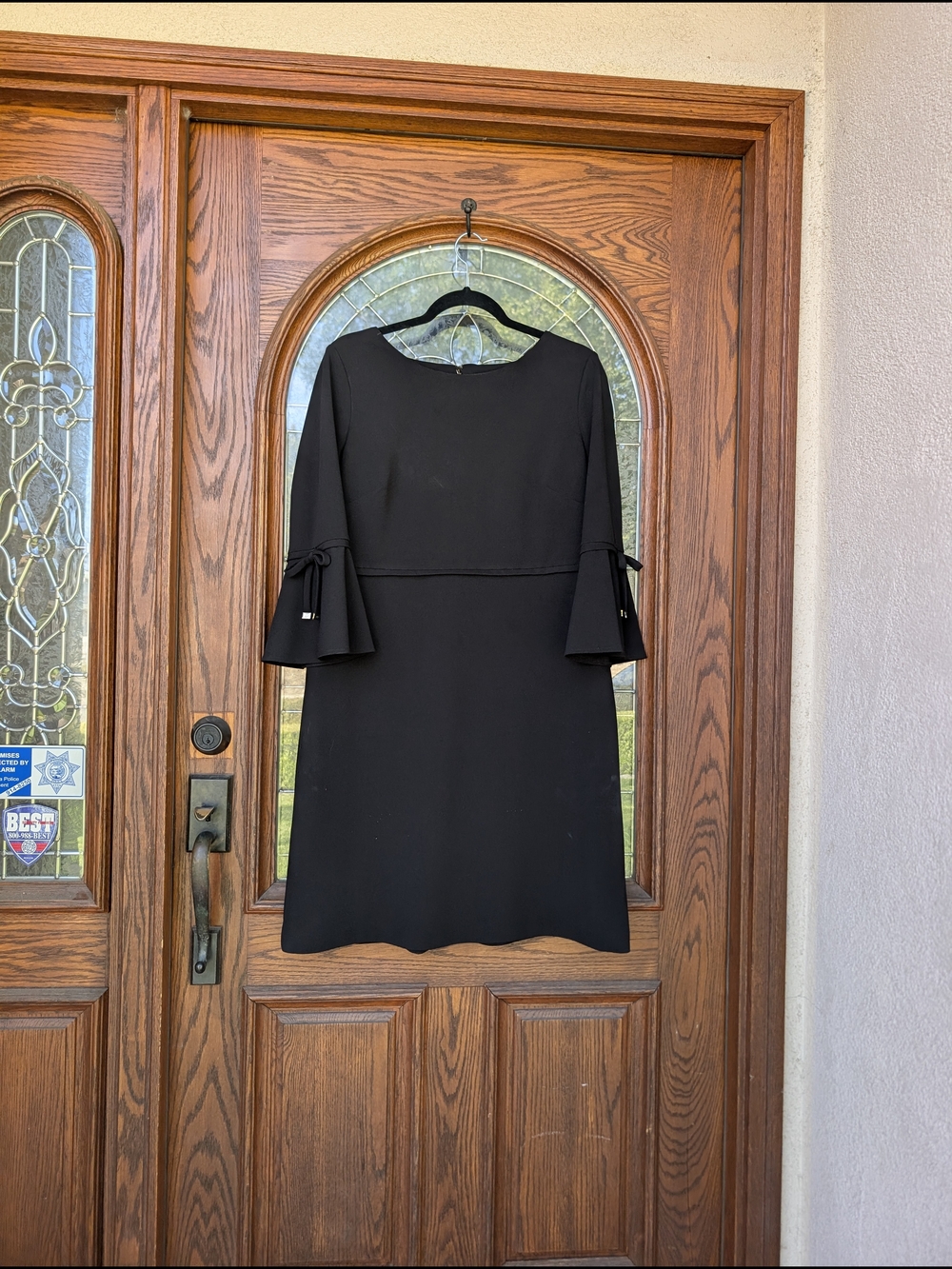Tommy Hilfiger Black Midi Dress with Bell Tie Sleeves